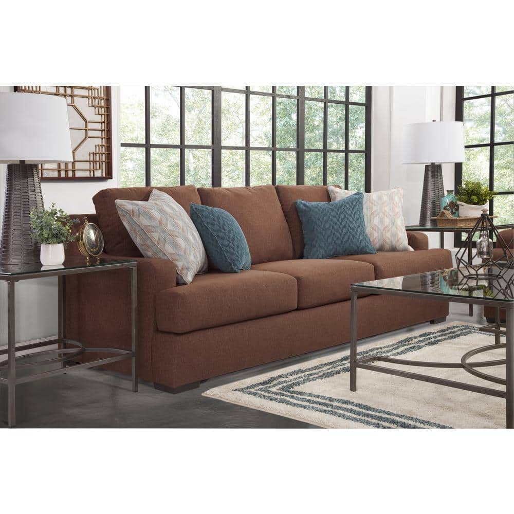 Earthtone Cinnamon Fabric Lawson Sofa with Removable Cushions