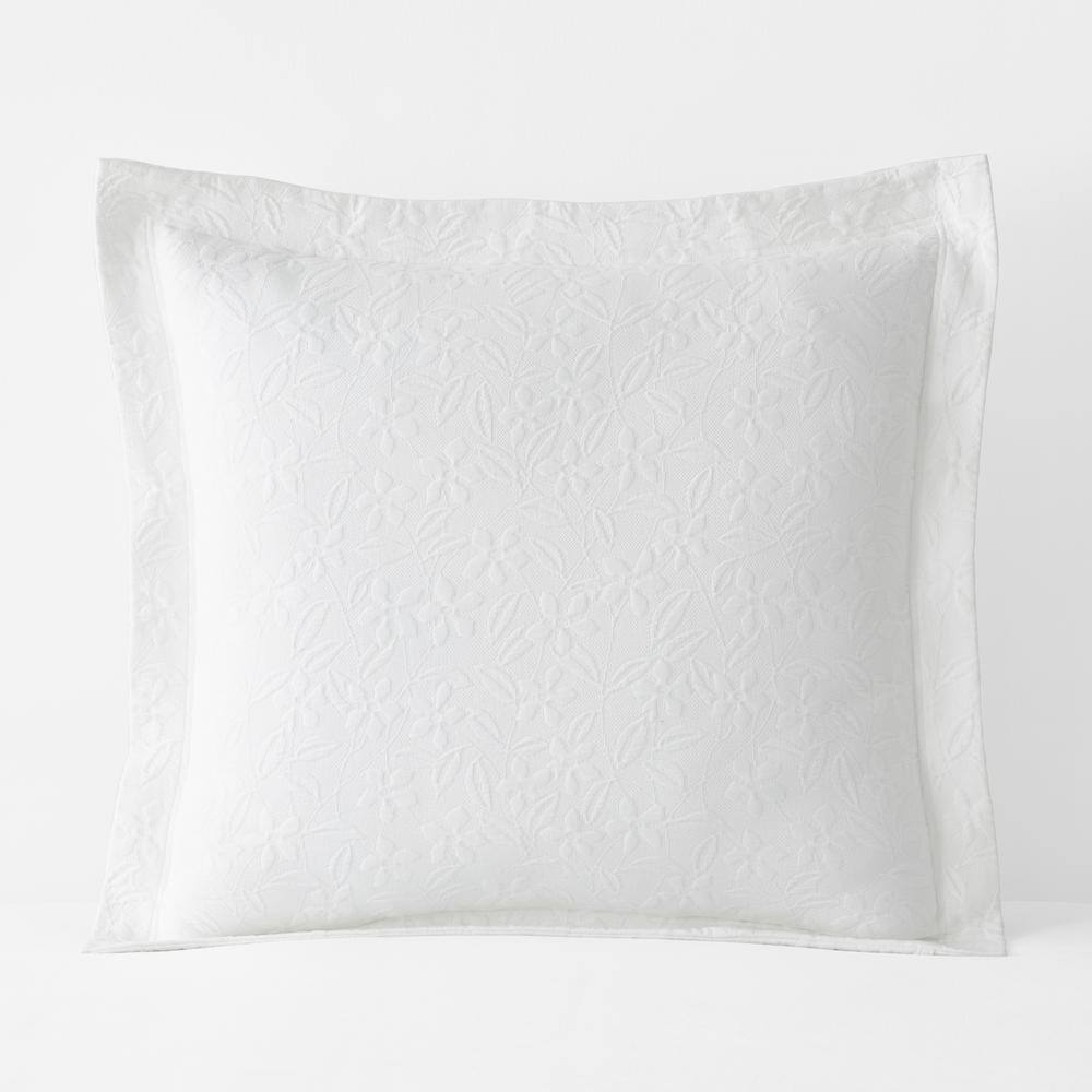 The Company Store Legends Hotel Leaf Matelasse White Cotton Euro Sham ...