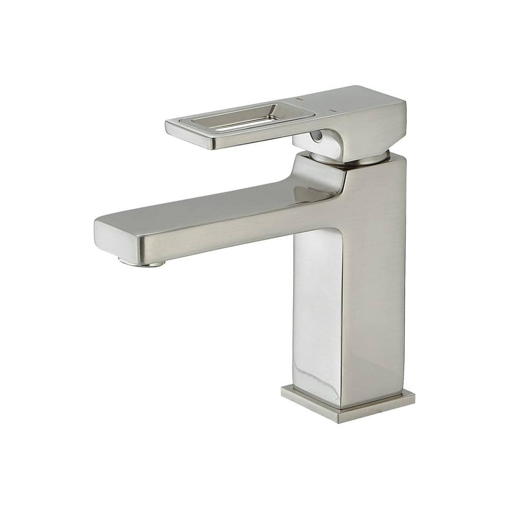 Single Hole Single-Handle Bathroom Faucet with Drain Assembly in Brushed Ni