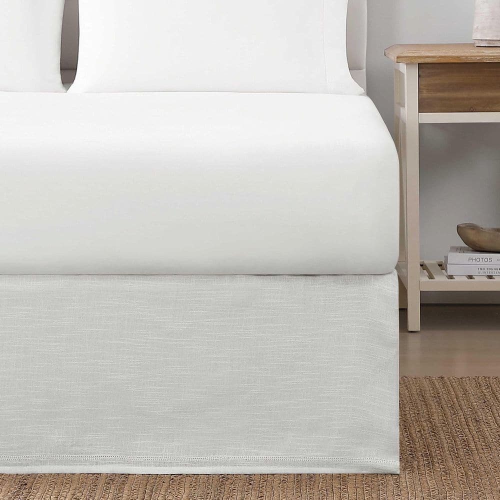 Queen White Cotton Polyester Split Corner Bed Skirt Panel