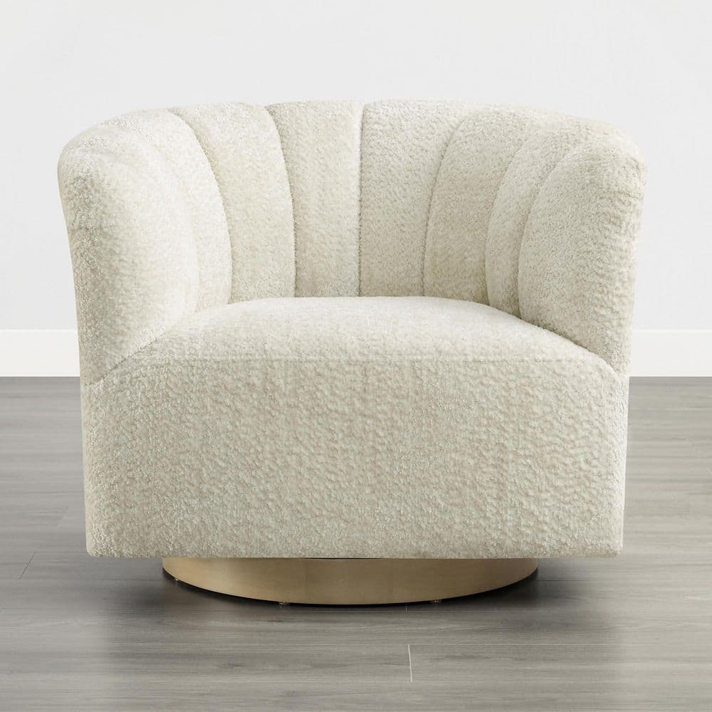 Joren Cream Fabric Channel Tufted 360° Swivel Bucket Chair with FSC-certified Wood, Organic Curves & Plush Cushioning price history on PriceWatchPro