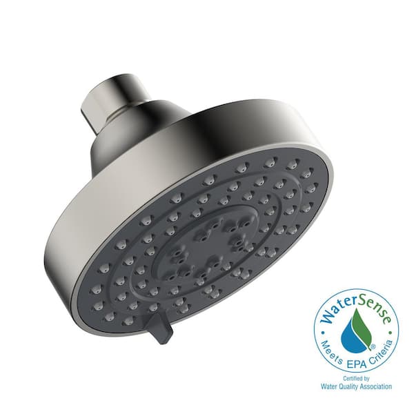 Design House Middleton II Transitional 3-Spray Patterns 4.13 in. H Wall Mount Fixed Shower Head in Satin Nickel