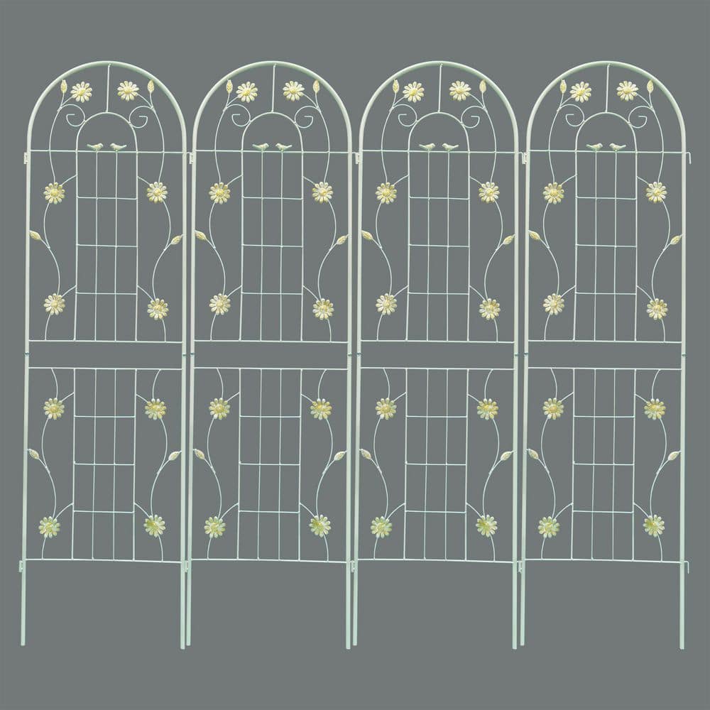 White 4-Pack 19.7 x 71 in. H Rustic Iron Arch Decoration Garden Trellis, Pe