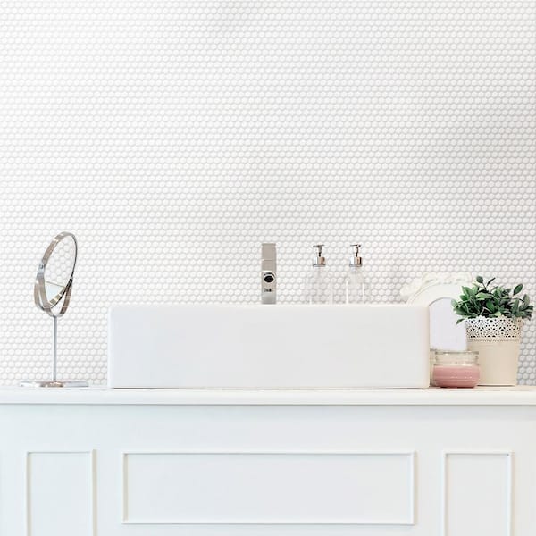 Merola Tile - Metro 1 in. Hex Matte White 10-1/4 in. x 11-7/8 in. Porcelain Mosaic Tile (8.6 sq. ft. /Case)