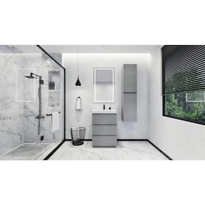 Angeles 24 in. W Vanity in Cement Gray with Reinforced Acrylic Vanity Top in White with White Basin