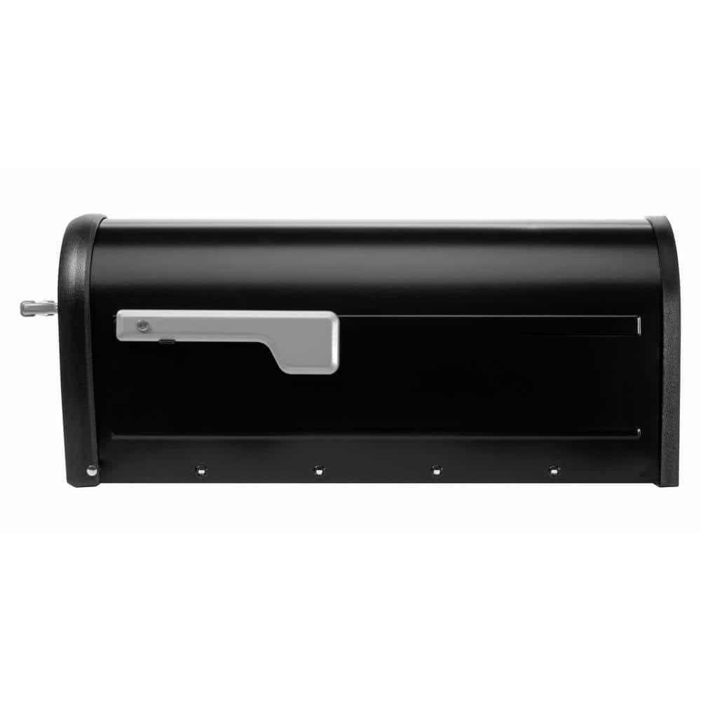 Chadwick Black Aluminum Post Mount Mailbox with Nickel Accents