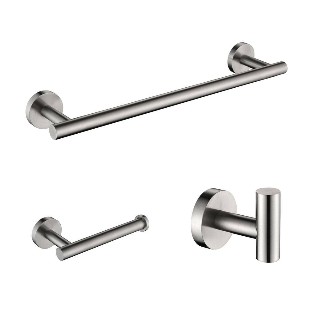 Simple Style 3-Piece Wall Mount Bathroom Towel Rack Set in Brushed Nickel