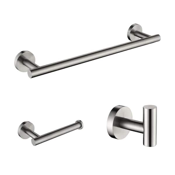 Aoibox Simple Style 3-Piece Wall Mount Bathroom Towel Rack Set in Brushed Nickel