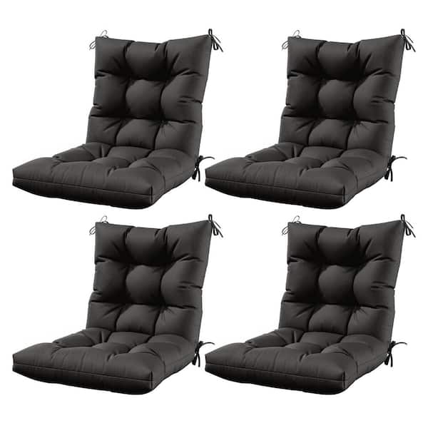 44.5 in. x 22.5 in. x 5 in. Outdoor Chair Cushion Tufted Seat and Back Patio Furniture Cushion Set Black (4-Pack)