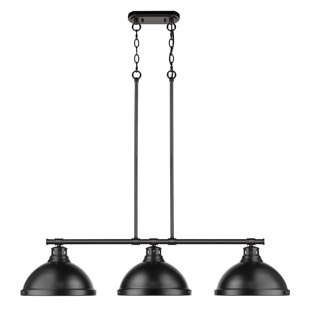 Duncan 40" Transitional 3-Light Linear Pendant in Matte Black