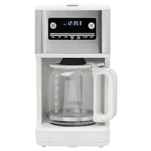Generous Brew 14-Cup Ivory/Chrome Drip Coffee Maker with Adjustable Keep Warm and Anti-Drip Functions