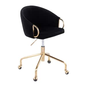 Claire Black Velvet and Gold Metal Task Chair