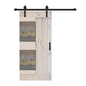L Series 38 in. x 84 in. Multi-Textured Finished Solid Wood Sliding Barn Door with Hardware Kit - Assembly Needed