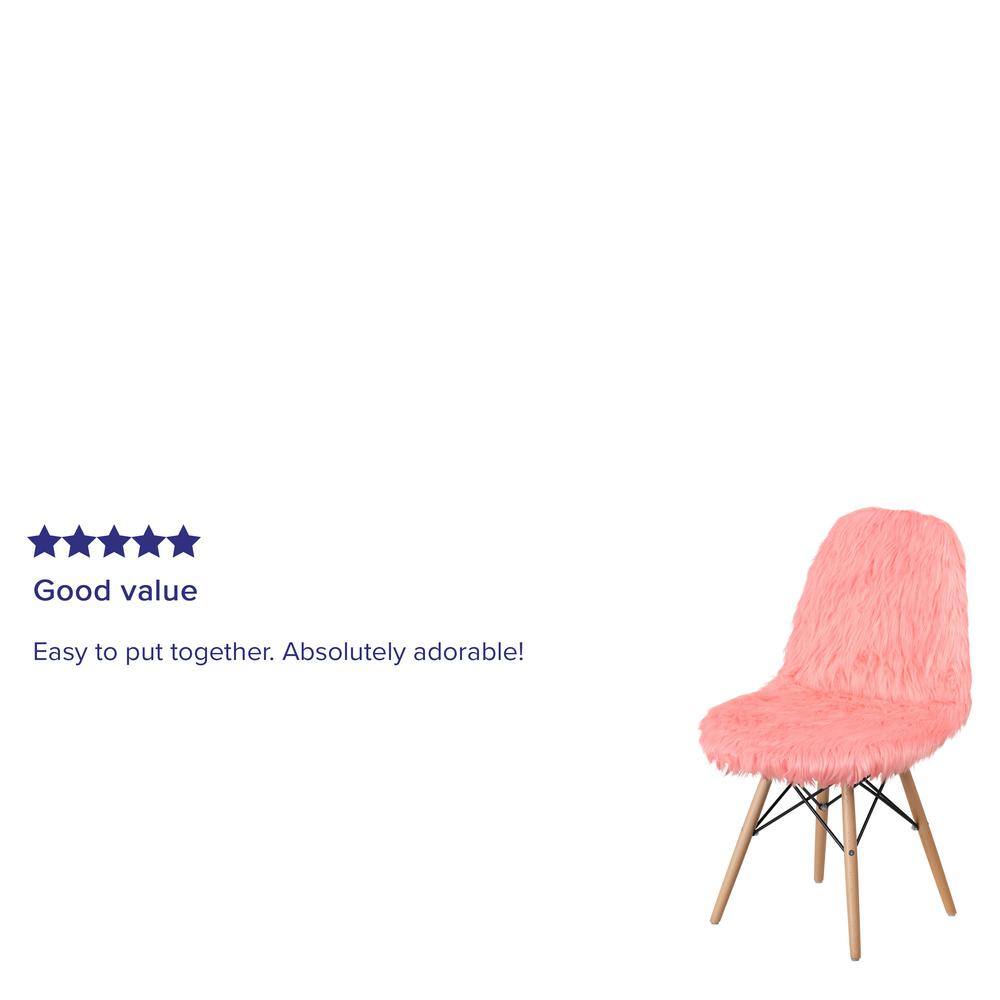 Hermosa Pink Faux Fur Accent Chair with Beechwood Base