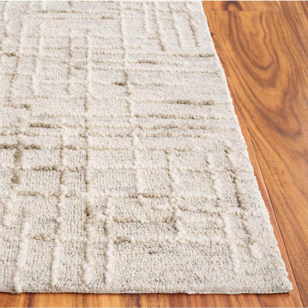 Gray Abstract Handmade Wool Tufted 5' x 8' Area Rug