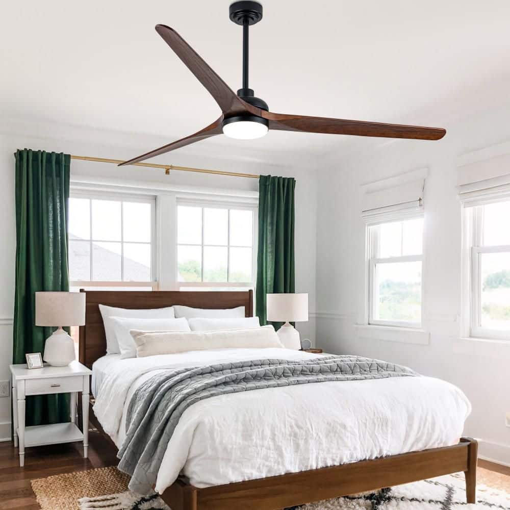 Charlo 72 in. Modern Scandi Wood Brown Indoor Ceiling Fan with LED Light, Standard Downrod 6-Speed Ceiling Fan W/Remote price history on PriceWatchPro