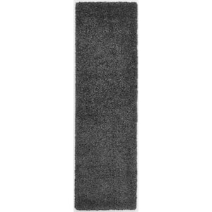 Malibu Shag Dark Grey 2 ft. x 8 ft. Shag Modern Kitchen Runner Area Rug