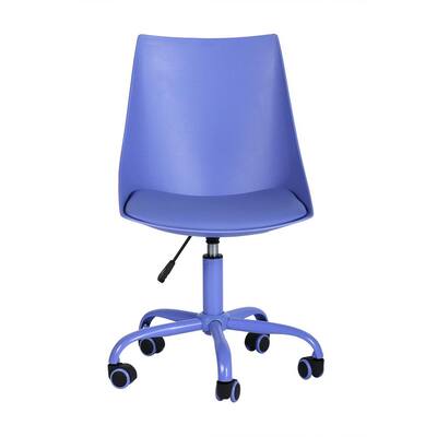 Purple PU Leather Armless Office Chair with Wheels