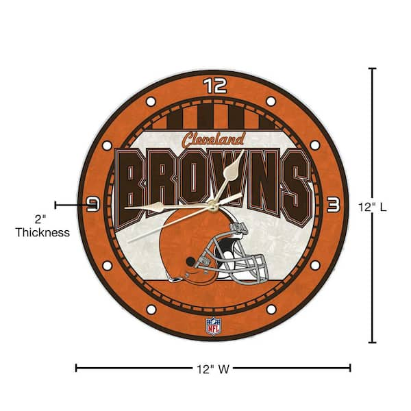 The Memory Company NFL-12 in. Browns Art Glass Clock NFL-CLV-274 - The Home  Depot