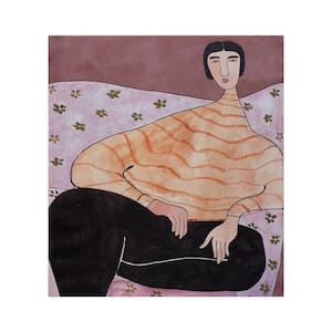 Unframed Home Hand-Painted Canvas Wall Art Print Decor with Sitting Figure. 18 in. x 1.25 in. x 20 in.