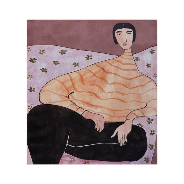 Storied Home Unframed Home Hand-Painted Canvas Wall Art Print Decor with Sitting Figure. 18 in. x 1.25 in. x 20in.