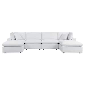 Commix 6-Pieces Sunbrella Aluminum Outdoor Sectional Sofa with Cushions in White