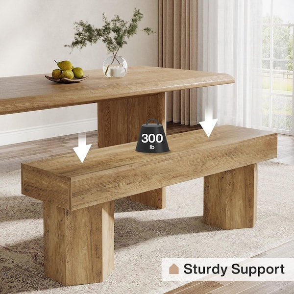 Brown Bedroom Bench Dining Table Bench with Hexagonal Legs 41.34 in.