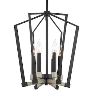 Clayborne 60-Watt 6-Light Textured Black Farmhouse Pendant Light, No Bulb Included