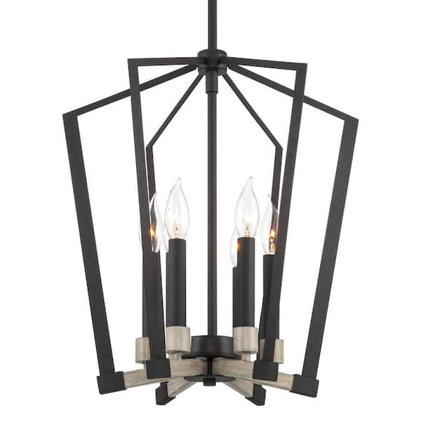 Kira Home Clayborne 60-Watt 6-Light Textured Black Farmhouse Pendant Light, No Bulb Included