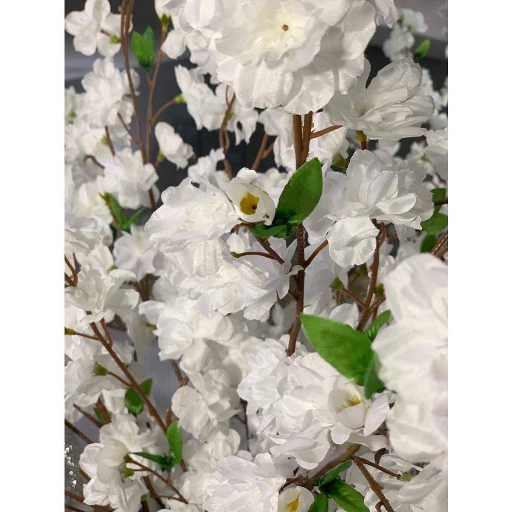 36-Inch White Silk Cherry Blossom Branches for Elegant Decor