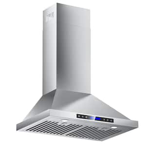 30 in. 900 CFM Convertible Wall Mount Downdraft System in Stainless Steel with Remote Control, Touch Control LCD