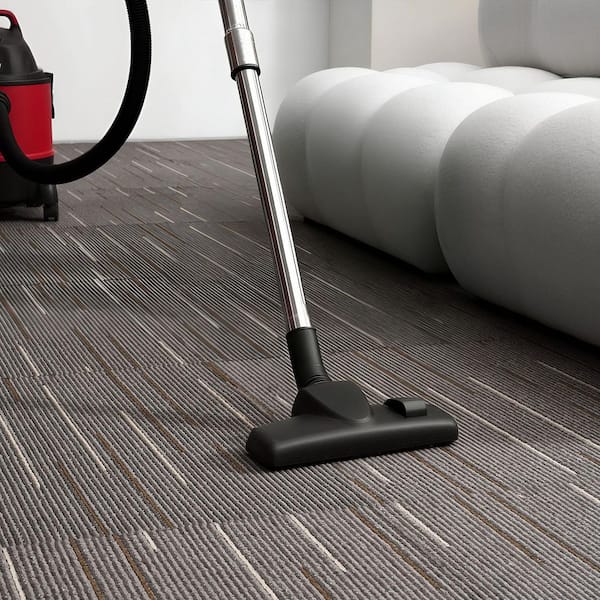Carpet Rug Gray 24 in. x 24 in. L Adhesive Carpet Tile Square 96 sq. ft. Detachable Soft Plush Padded 24-Pack