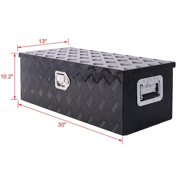 30 in. Trailer Tongue Box, RV Trailer Truck Tool Truck Tool Box, with Lock Keys Side Handle, Black, 30 x 10 x 13 in.
