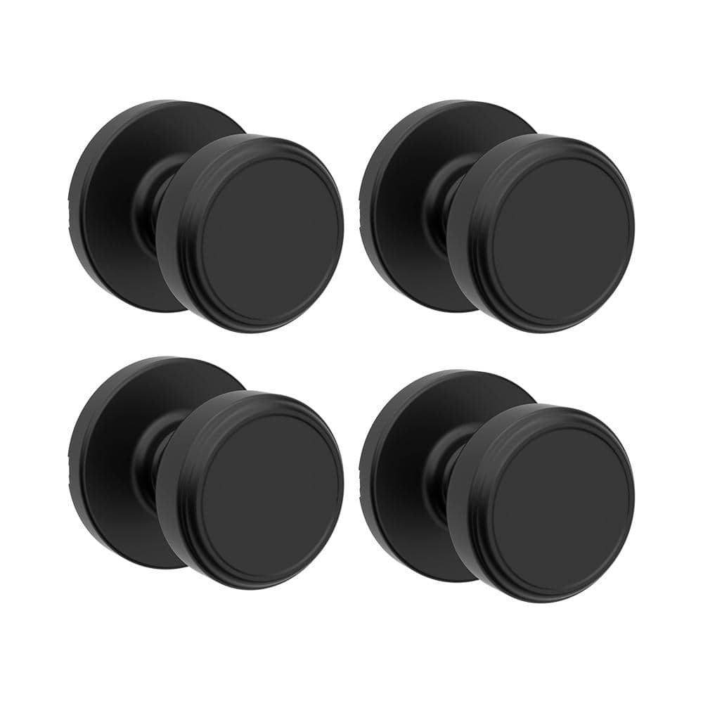 Kwikset Maven Matte Black Passage Hall/Closet Door Knob 4-Pack