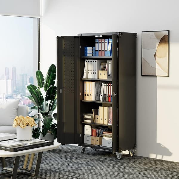 Kaikeeqli 36 in. W x 72 in. H x 18 in. D Metal Storage Cabinet with 2 Doors  Locking Freestanding Cabinet for Garage Office Kitchen SS003B - The Home  Depot