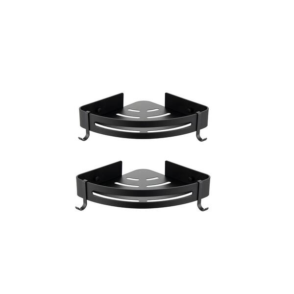 Tatayosi 4 in. W x 23 in. D x 2 in. H Stainless Steel Double bathroom corner shelf, Black