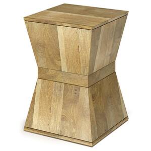 Westfield Solid Mango Wood 14 in. Wide Square Boho Side Table in Natural, Fully Assembled