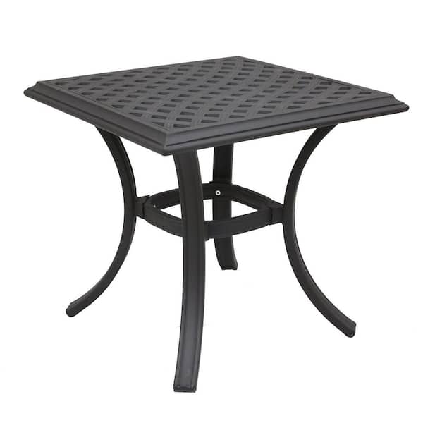 Mondawe Patio Square Espresso Brown Frame Aluminum 21in.H Outdoor Side Table End Table