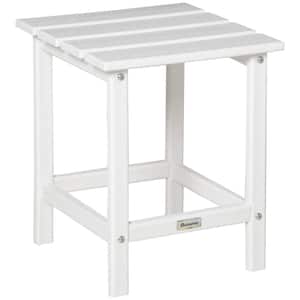 18 in. White Square Plastic Outdoor Bistro Table for Adirondack Chair, Backyard or Lawn