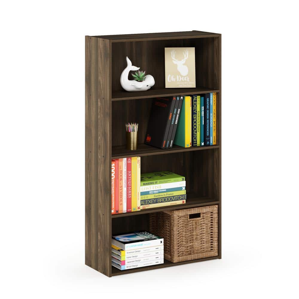 Columbia Walnut 4-Tier Engineered Wood Open Shelf Bookcase