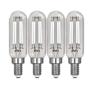 40-Watt Equivalent T6 Dimmable Straight Filament Clear Glass E12 Candelabra Vintage LED Light Bulb, Daylight (4-Pack)