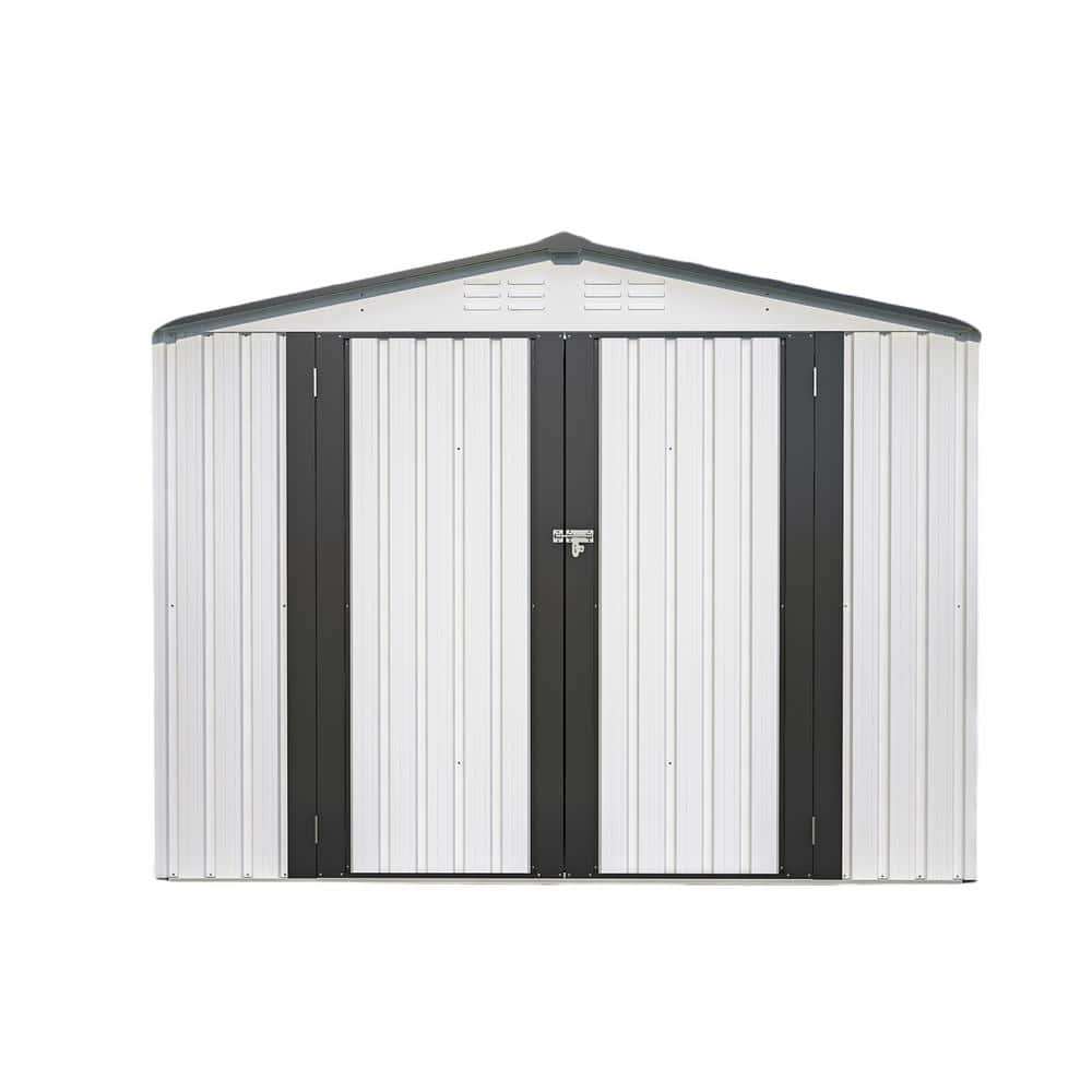 8 x 6 ft Outdoor Storage Shed, All Weather Metal Sheds with Lockable Doors,