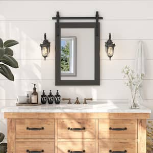 Farmhouse 18 in. W x 26 in. H Rectangle Framed Wall Bathroom Vanity Mirror in Black