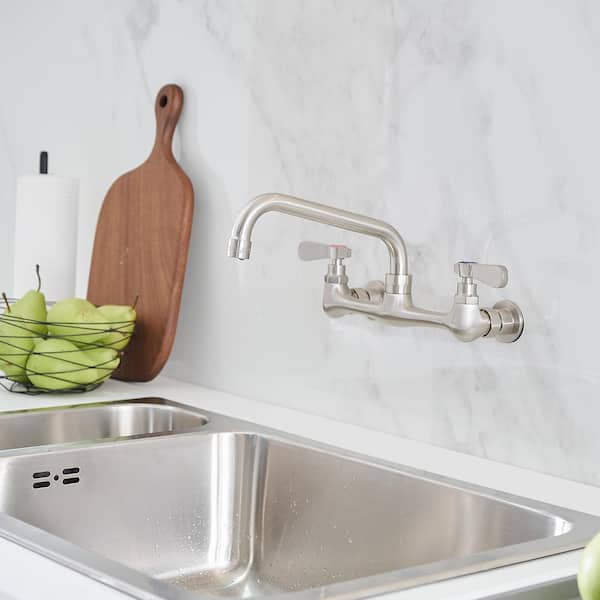 Commercial Brass Kitchen Faucet With Pre Rinse And Pull Down Sprayer 21