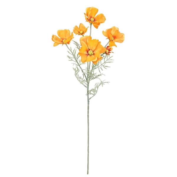 LIVING LUXURY 24 in. Orange Artificial Cosmos Flower Stem Spray