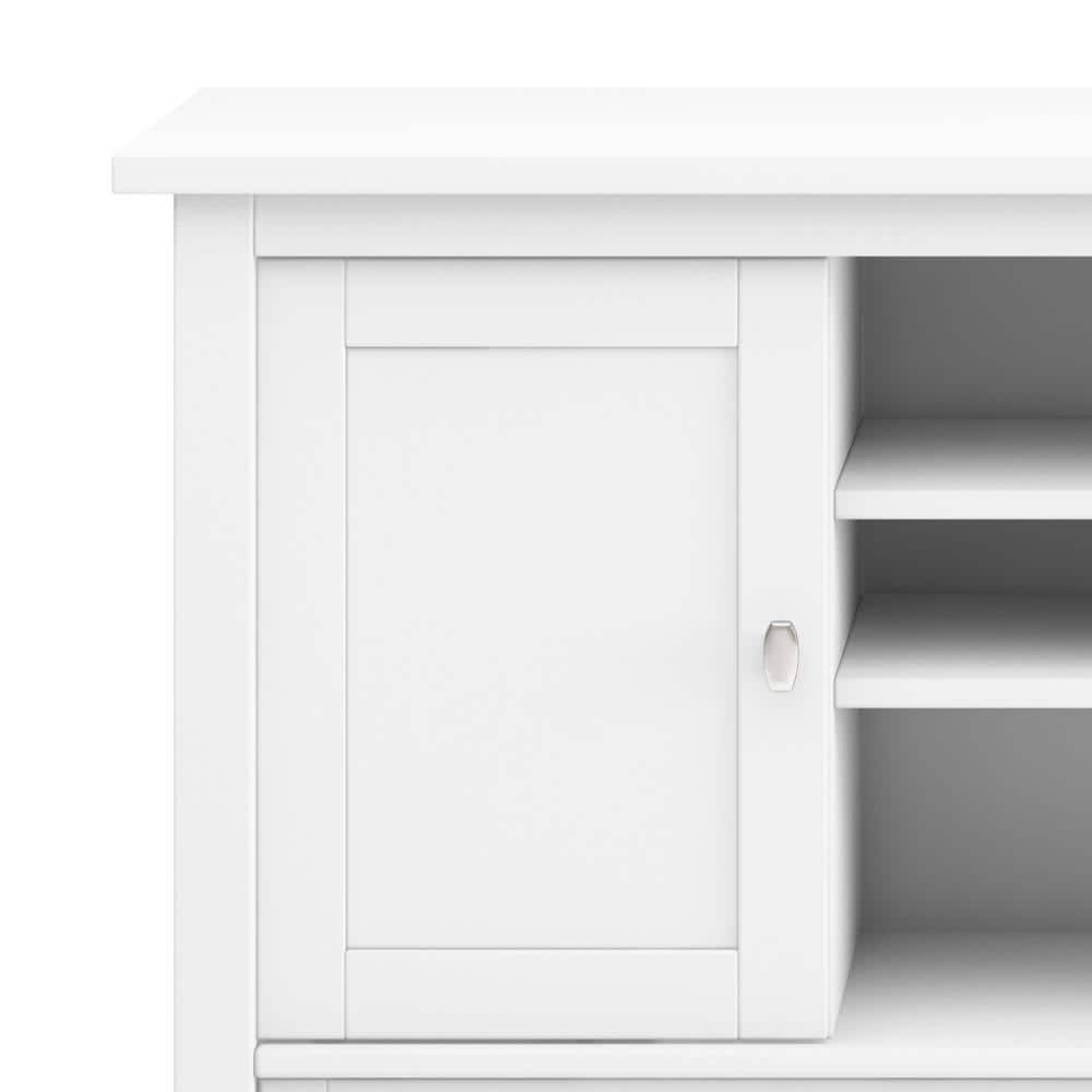 White Solid Pine Wood TV Media Stand for TVs up to 50 inches