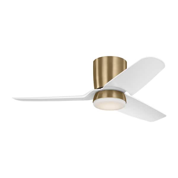 Colgin 44 in. Satin Brass Hugger Flush Mount Standard Ceiling Fan with Integrated LED Light Kit and Remote
