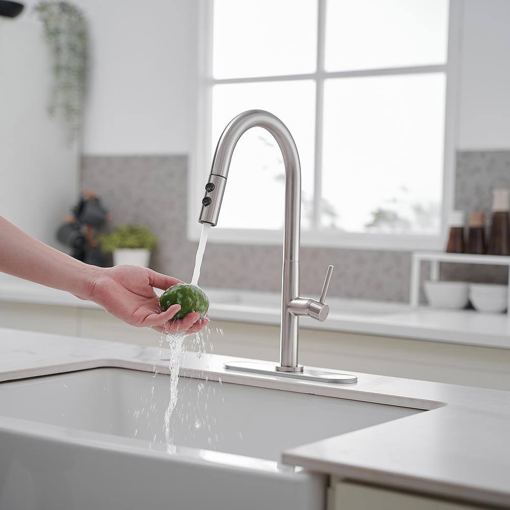 Brushed Nickel High-Arc Pull-Out Spray Kitchen Faucet