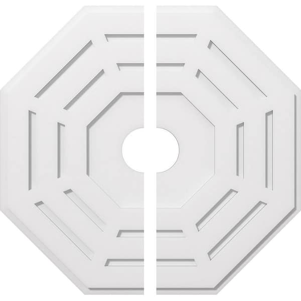 Ekena Millwork 1 in. P X 12-3/4 in. C X 32 in. OD X 5 in. ID Westin Architectural Grade PVC Contemporary Ceiling Medallion, Two Piece