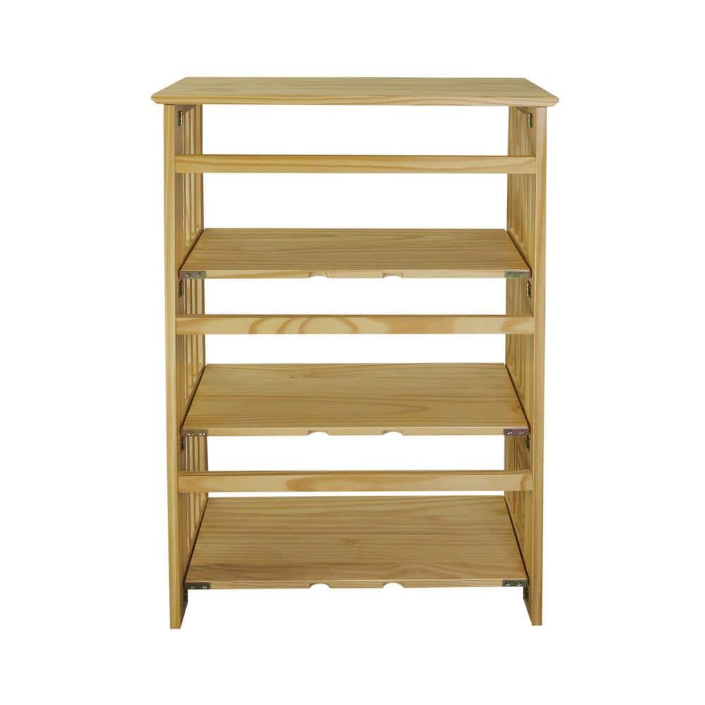 Soho Natural Brown 4-Shelf Solid Wood Folding Bookcase